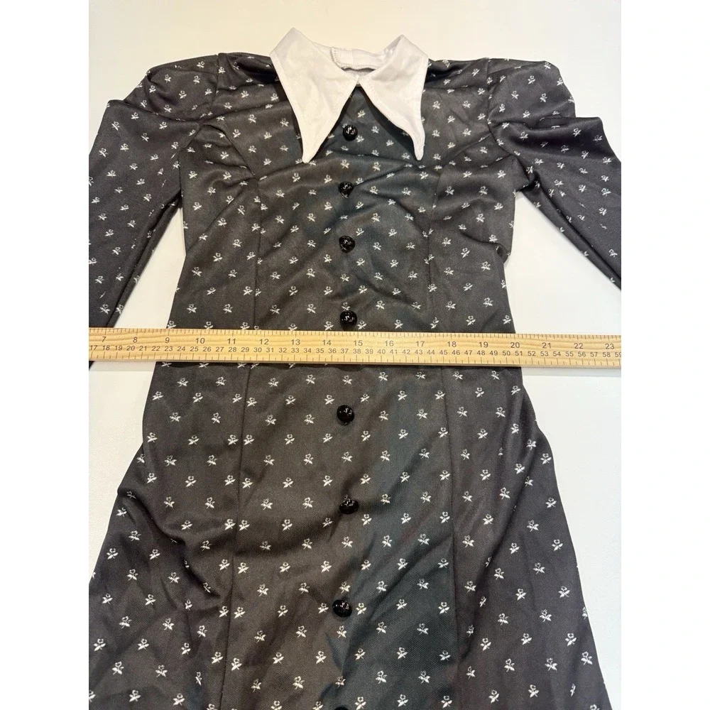 Child Wednesday Addams Black Collared Dress‎ Girls Halloween Costume No Tag READ